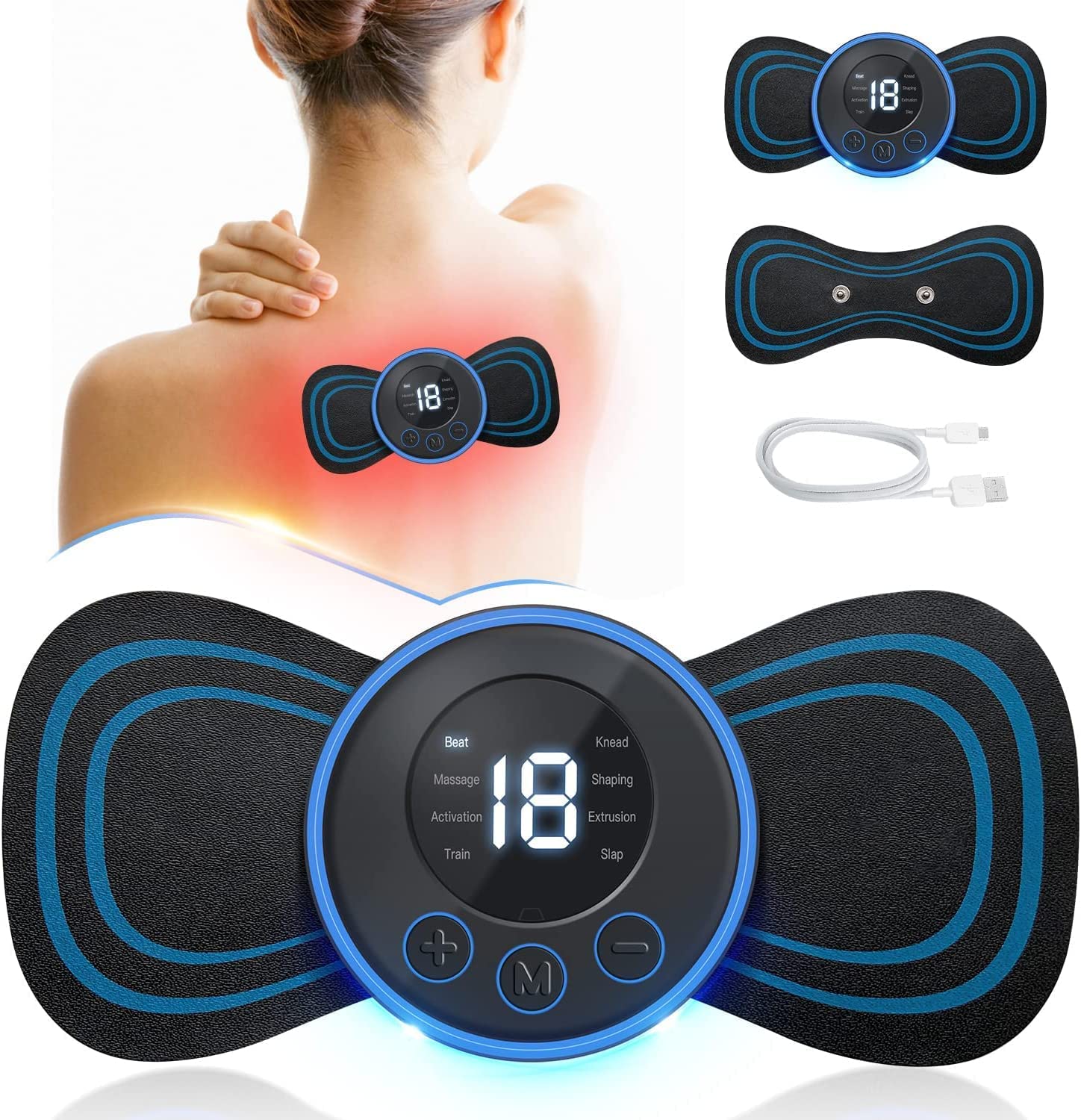 Body Massager,Wireless Portable Neck Massager with 8 Modes and 19 Strength Levels Rechargeable Pain Relief EMS Massage Machine for Shoulder,Arms,Legs,Back Pain for Men and Women Body Massager,Wireless Portable Neck Massager with 8 Modes and 19 Strength Levels Rechargeable Pain Relief EMS Massage Machine for Shoulder,Arms,Legs,Back Pain for Men and Women